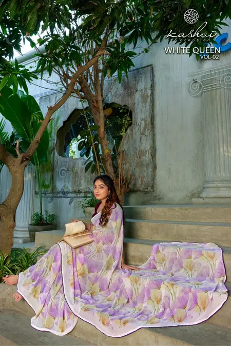 White Queen Vol 2 By Kashvi Georgette Daily Wear Bulk Saree Orders In India

